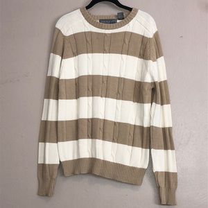 Tan and white Oscar de la renta striped sweater